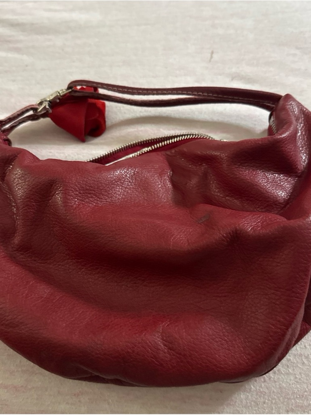 Red Leather Hobo Bag - Stylish Everyday Shoulder Bag